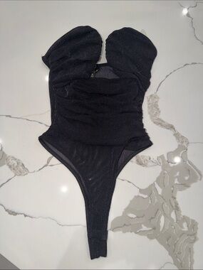 Sparkle Strapless Black Bodysuit